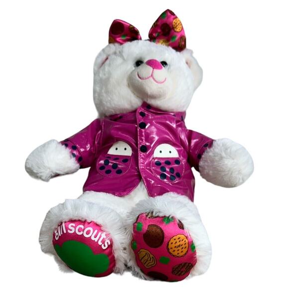 Build A Bear Girl Scout White Cookie Bear 16" Pink Bow Jacket Teddy Bear - Picture 7 of 7